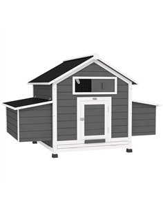 PawHut Chicken Coop, Wooden Outdoor Hen House with Nesting Box, Openable Waterproof Top, Pull-Out Tray, 150 x 100 x 97cm