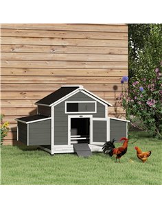 PawHut Chicken Coop, Wooden Outdoor Hen House with Nesting Box, Openable Waterproof Top, Pull-Out Tray, 150 x 100 x 97cm 2