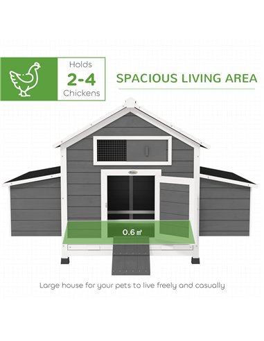 PawHut Chicken Coop, Wooden Outdoor Hen House with Nesting Box, Openable Waterproof Top, Pull-Out Tray, 150 x 100 x 97cm