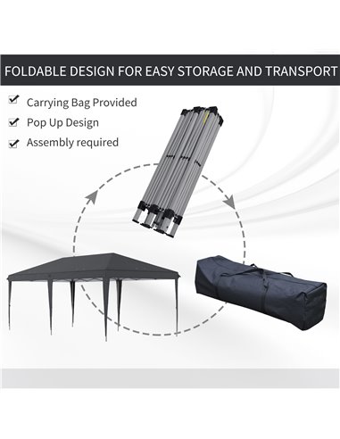 Outsunny 3 x 6 m Pop Up Gazebo, Foldable Canopy Tent, Height Adjustable Wedding Awning Canopy w/ Carrying Bag, Black