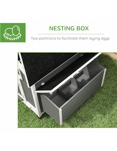 PawHut Chicken Coop, Wooden Outdoor Hen House with Nesting Box, Openable Waterproof Top, Pull-Out Tray, 150 x 100 x 97cm