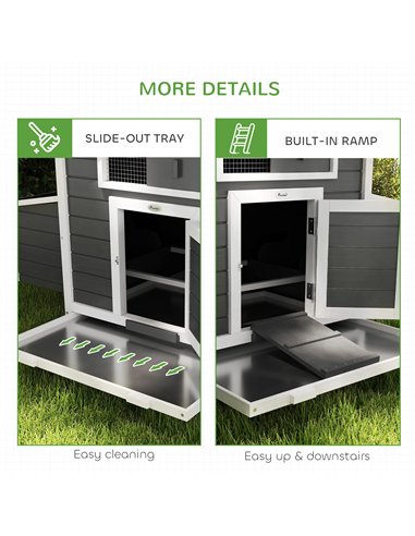 PawHut Chicken Coop, Wooden Outdoor Hen House with Nesting Box, Openable Waterproof Top, Pull-Out Tray, 150 x 100 x 97cm
