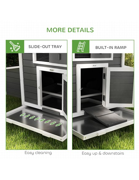 PawHut Chicken Coop, Wooden Outdoor Hen House with Nesting Box, Openable Waterproof Top, Pull-Out Tray, 150 x 100 x 97cm - pic 195942 | FastDaddyshop