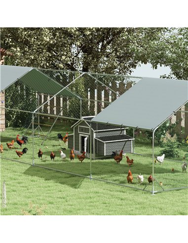 PawHut Chicken Coop, Wooden Outdoor Hen House with Nesting Box, Openable Waterproof Top, Pull-Out Tray, 150 x 100 x 97cm