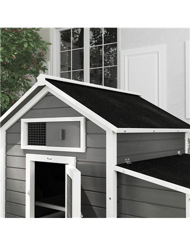PawHut Chicken Coop, Wooden Outdoor Hen House with Nesting Box, Openable Waterproof Top, Pull-Out Tray, 150 x 100 x 97cm