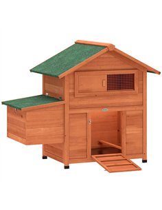 PawHut Chicken Coop, Wooden Hen House with Nesting Box, Pull-Out Tray, Waterproof Roof, Wooden Nature