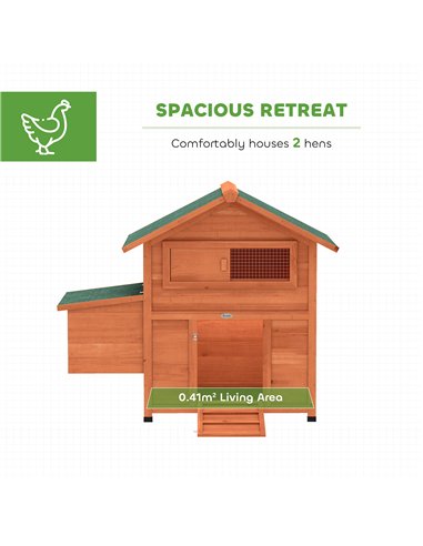 PawHut Chicken Coop, Wooden Hen House with Nesting Box, Pull-Out Tray, Waterproof Roof, Wooden Nature