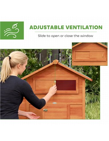 PawHut Chicken Coop, Wooden Hen House with Nesting Box, Pull-Out Tray, Waterproof Roof, Wooden Nature