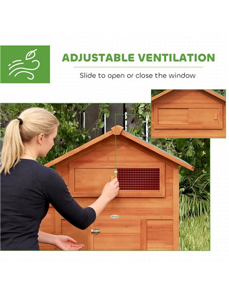 PawHut Chicken Coop, Wooden Hen House with Nesting Box, Pull-Out Tray, Waterproof Roof, Wooden Nature - pic 195949 | FastDaddyshop