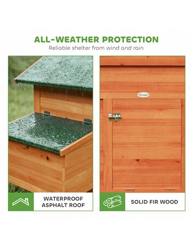 PawHut Chicken Coop, Wooden Hen House with Nesting Box, Pull-Out Tray, Waterproof Roof, Wooden Nature