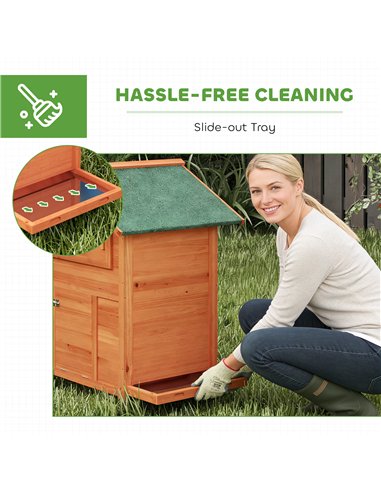 PawHut Chicken Coop, Wooden Hen House with Nesting Box, Pull-Out Tray, Waterproof Roof, Wooden Nature