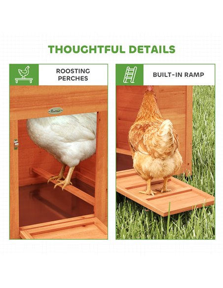 PawHut Chicken Coop, Wooden Hen House with Nesting Box, Pull-Out Tray, Waterproof Roof, Wooden Nature - pic 195953 | FastDaddyshop