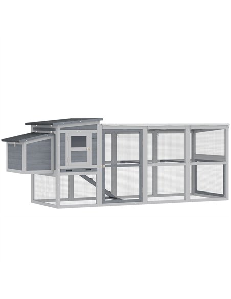 PawHut Large Chicken Coop, Wooden Hen House with Covered Run, Nesting Box, Pull-Out Tray, Opening Asphalt Roof - pic 195954 | FastDaddyshop