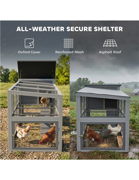 PawHut Large Chicken Coop, Wooden Hen House with Covered Run, Nesting Box, Pull-Out Tray, Opening Asphalt Roof - pic 195958 | FastDaddyshop