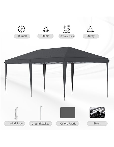 Outsunny 3 x 6 m Pop Up Gazebo, Foldable Canopy Tent, Height Adjustable Wedding Awning Canopy w/ Carrying Bag, Black - pic 19596 | FastDaddyshop