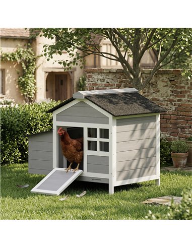 PawHut Wooden Chicken Coop with Pull-Out Tray Nesting Box for 1-2 Chickens