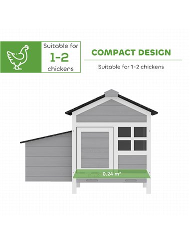 PawHut Wooden Chicken Coop with Pull-Out Tray Nesting Box for 1-2 Chickens