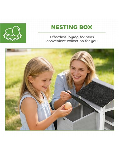 PawHut Wooden Chicken Coop with Pull-Out Tray Nesting Box for 1-2 Chickens