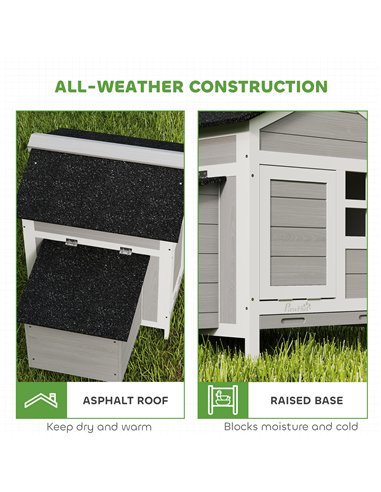 PawHut Wooden Chicken Coop with Pull-Out Tray Nesting Box for 1-2 Chickens