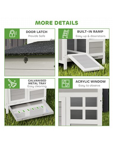 PawHut Wooden Chicken Coop with Pull-Out Tray Nesting Box for 1-2 Chickens