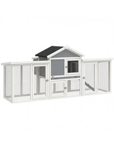 PawHut Large Chicken Coop, Wooden Outdoor Chicken Cage Poultry Hen House with Nesting Box