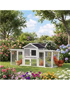 PawHut Large Chicken Coop, Wooden Outdoor Chicken Cage Poultry Hen House with Nesting Box 2