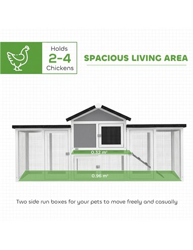 PawHut Large Chicken Coop, Wooden Outdoor Chicken Cage Poultry Hen House with Nesting Box
