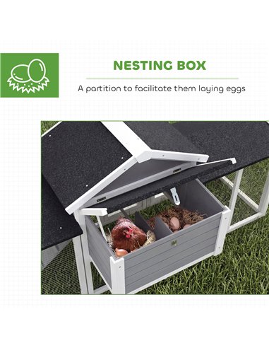 PawHut Large Chicken Coop, Wooden Outdoor Chicken Cage Poultry Hen House with Nesting Box