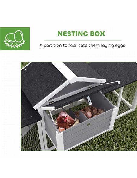 PawHut Large Chicken Coop, Wooden Outdoor Chicken Cage Poultry Hen House with Nesting Box - pic 195977 | FastDaddyshop