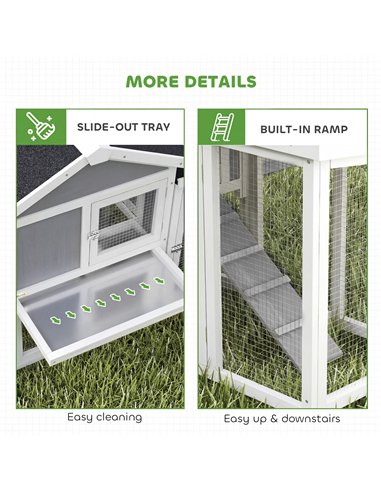 PawHut Large Chicken Coop, Wooden Outdoor Chicken Cage Poultry Hen House with Nesting Box