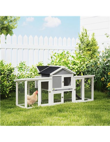 PawHut Large Chicken Coop, Wooden Outdoor Chicken Cage Poultry Hen House with Nesting Box