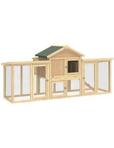 PawHut Large Chicken Coop, Wooden Outdoor Chicken Cage Poultry Hen House with Nesting Box