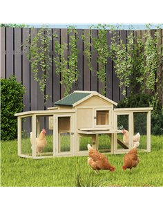 PawHut Large Chicken Coop, Wooden Outdoor Chicken Cage Poultry Hen House with Nesting Box 2