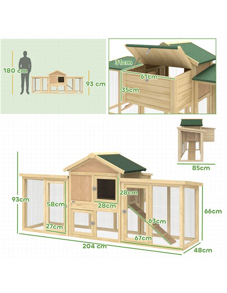 PawHut Large Chicken Coop, Wooden Outdoor Chicken Cage Poultry Hen House with Nesting Box - pic 195983 | FastDaddyshop