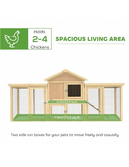 PawHut Large Chicken Coop, Wooden Outdoor Chicken Cage Poultry Hen House with Nesting Box - pic 195984 | FastDaddyshop