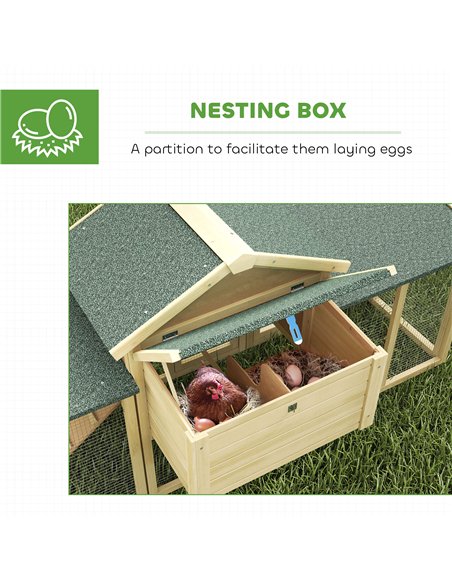 PawHut Large Chicken Coop, Wooden Outdoor Chicken Cage Poultry Hen House with Nesting Box - pic 195986 | FastDaddyshop