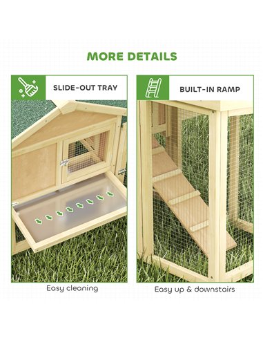 PawHut Large Chicken Coop, Wooden Outdoor Chicken Cage Poultry Hen House with Nesting Box