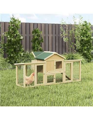 PawHut Large Chicken Coop, Wooden Outdoor Chicken Cage Poultry Hen House with Nesting Box
