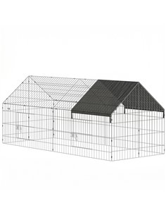 PawHut Rabbit Run with Protective Cover for  Small Animals, Chickens, Guinea Pigs, Tortoises, 180 x 75 x 75 cm, Black
