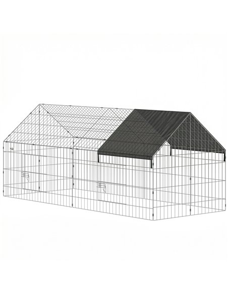 PawHut Rabbit Run with Protective Cover for  Small Animals, Chickens, Guinea Pigs, Tortoises, 180 x 75 x 75 cm, Black - pic 195990 | FastDaddyshop