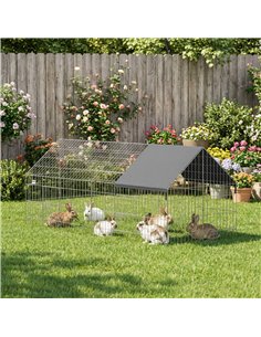PawHut Rabbit Run with Protective Cover for  Small Animals, Chickens, Guinea Pigs, Tortoises, 180 x 75 x 75 cm, Black 2