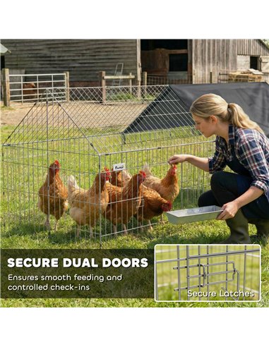 PawHut Rabbit Run with Protective Cover for  Small Animals, Chickens, Guinea Pigs, Tortoises, 180 x 75 x 75 cm, Black