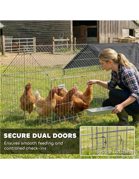 PawHut Rabbit Run with Protective Cover for  Small Animals, Chickens, Guinea Pigs, Tortoises, 180 x 75 x 75 cm, Black - pic 195994 | FastDaddyshop