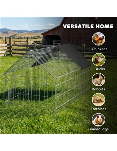 PawHut Rabbit Run with Protective Cover for  Small Animals, Chickens, Guinea Pigs, Tortoises, 180 x 75 x 75 cm, Black