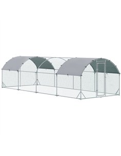 PawHut Walk In Chicken Run Galvanised Chicken Coop Hen Poultry House Cage Pet Playpen Garden with Water-Resist Covers
