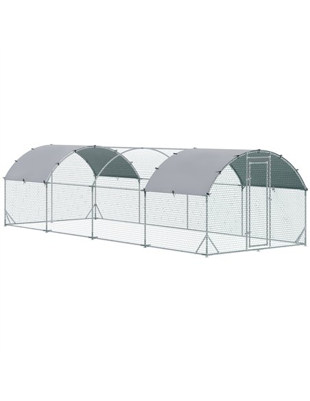 PawHut Walk In Chicken Run Galvanised Chicken Coop Hen Poultry House Cage Pet Playpen Garden with Water-Resist Covers - pic 195999 | FastDaddyshop