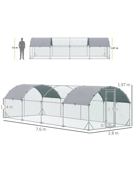 PawHut Walk In Chicken Run Galvanised Chicken Coop Hen Poultry House Cage Pet Playpen Garden with Water-Resist Covers - pic 196001 | FastDaddyshop