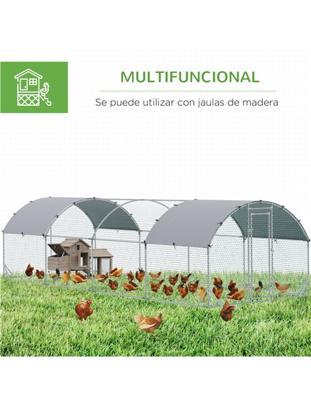 PawHut Walk In Chicken Run Galvanised Chicken Coop Hen Poultry House Cage Pet Playpen Garden with Water-Resist Covers - pic 196003 | FastDaddyshop