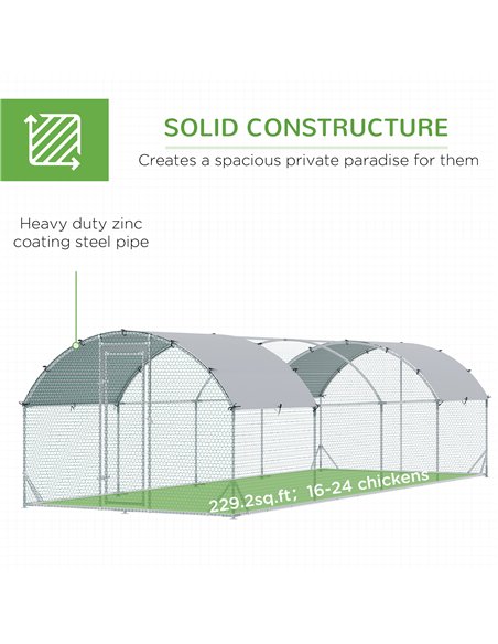 PawHut Walk In Chicken Run Galvanised Chicken Coop Hen Poultry House Cage Pet Playpen Garden with Water-Resist Covers - pic 196004 | FastDaddyshop