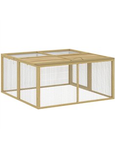 PawHut Wooden Folding Rabbit Hutch, for 2-3 Rabbits - Natural Wood